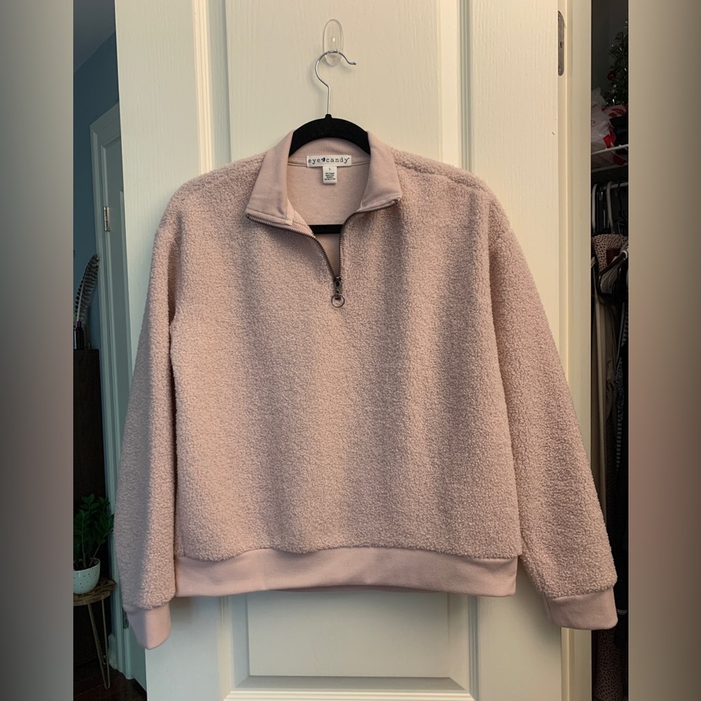 Faux Sherpa Half Zip Up Sweater